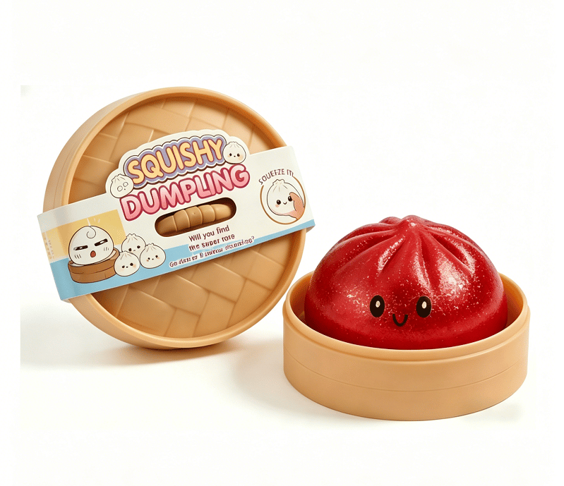 Ultra-Cute Sparkling Dumpling Squishy Toy with Mini Steamer