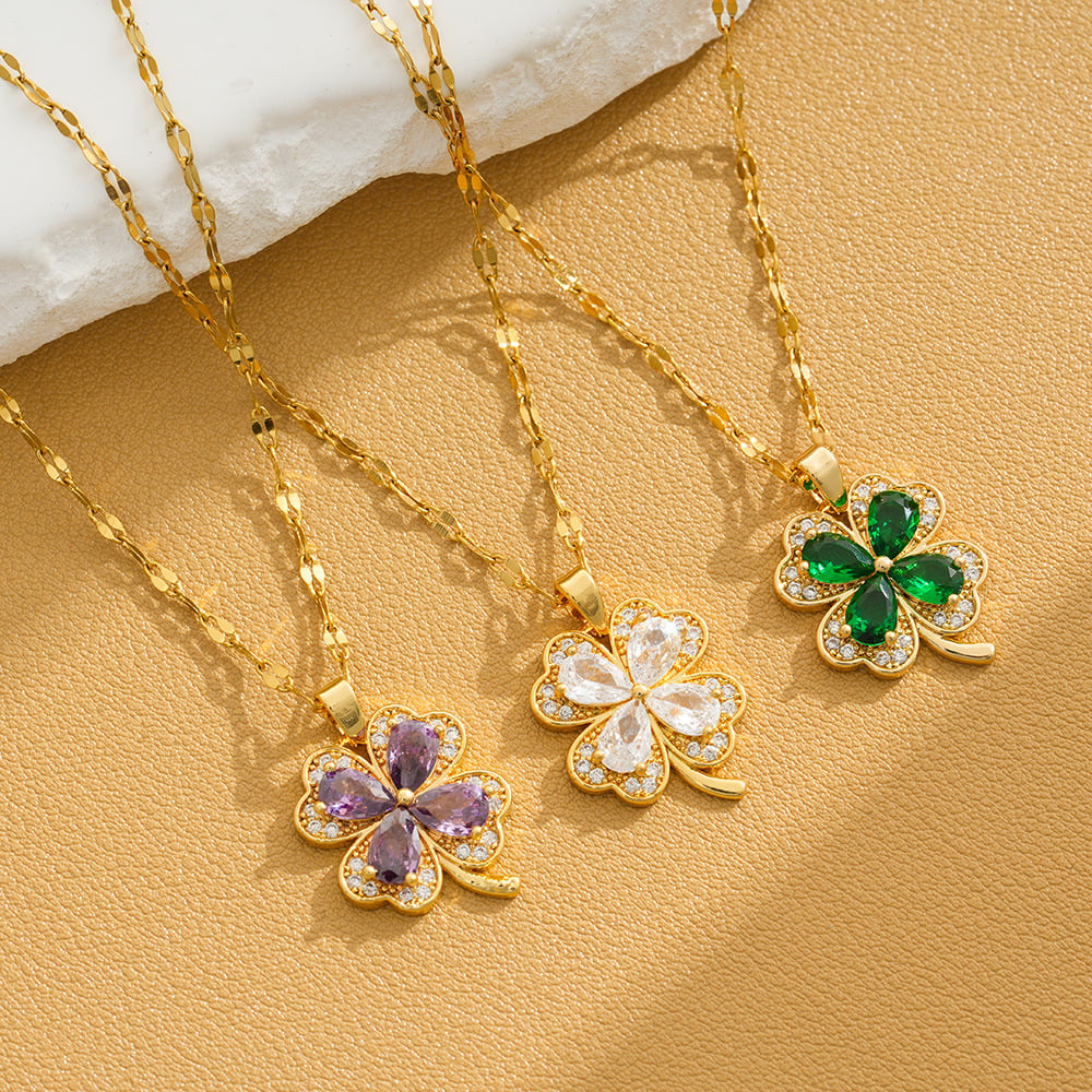 Lucky Clover Titanium Steel Necklace – Shine. Style & Fortune in One Piece