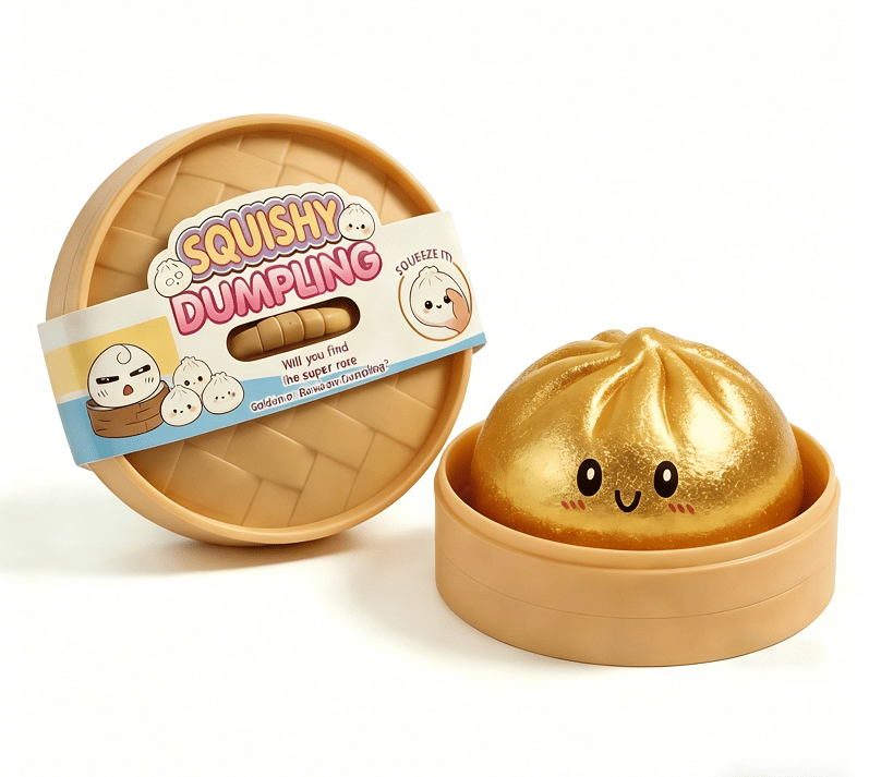 Ultra-Cute Sparkling Dumpling Squishy Toy with Mini Steamer