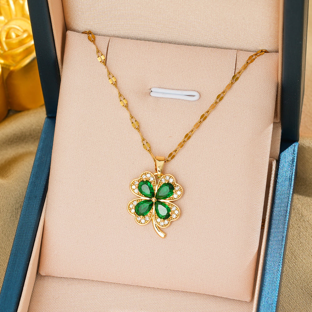 Lucky Clover Titanium Steel Necklace – Shine. Style & Fortune in One Piece