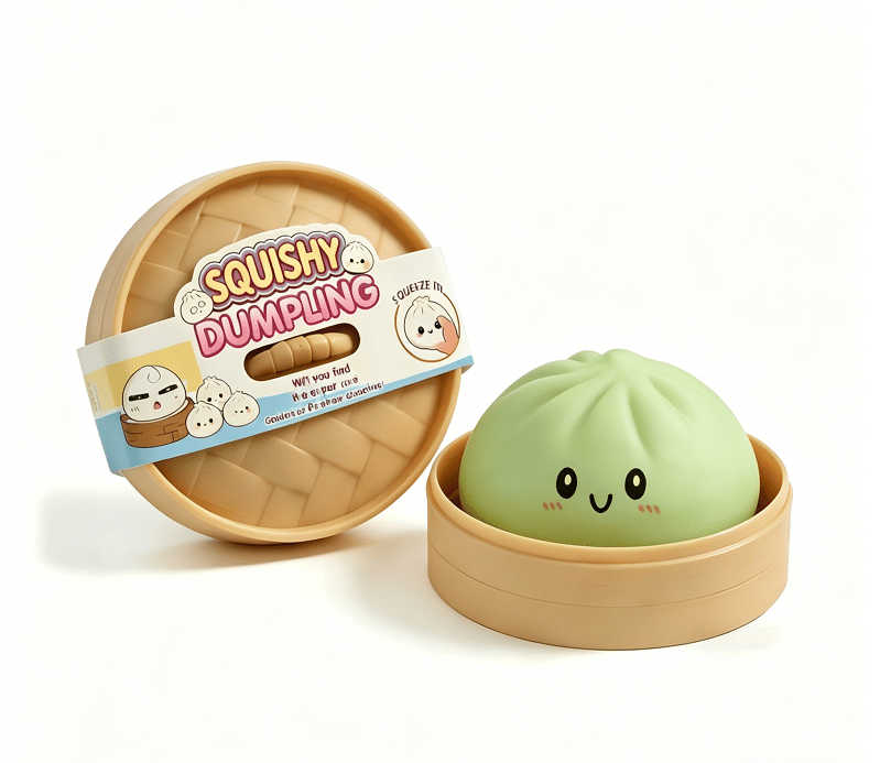 Ultra-Cute Sparkling Dumpling Squishy Toy with Mini Steamer