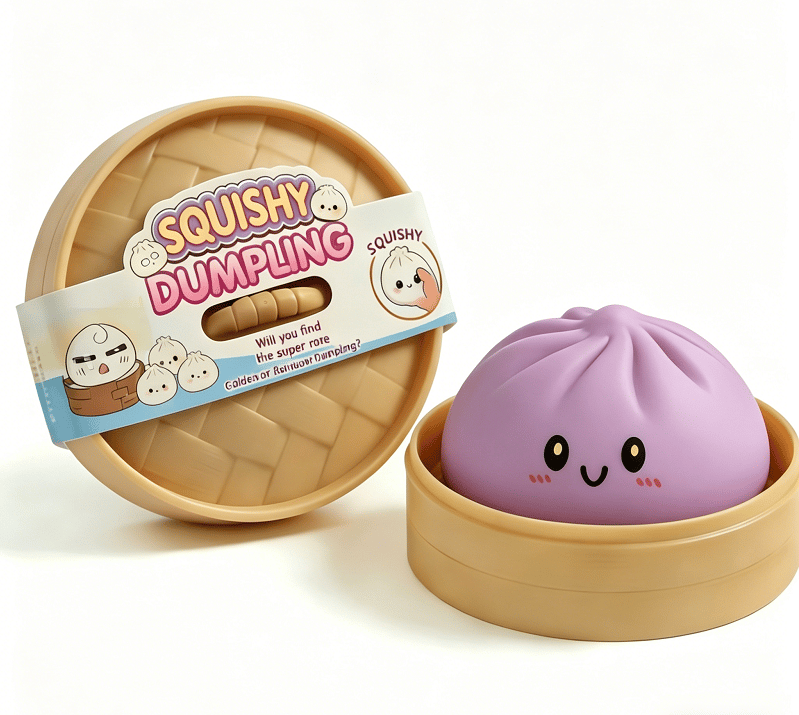 Ultra-Cute Sparkling Dumpling Squishy Toy with Mini Steamer