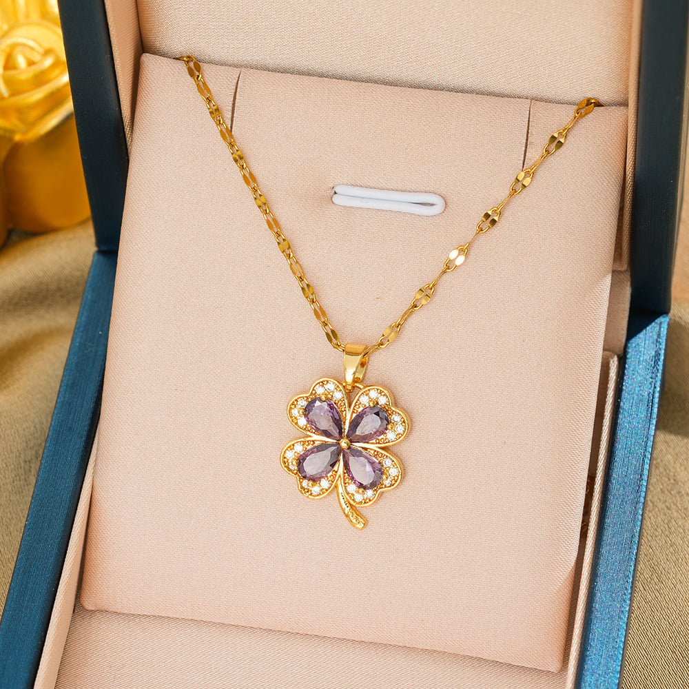 Lucky Clover Titanium Steel Necklace – Shine. Style & Fortune in One Piece