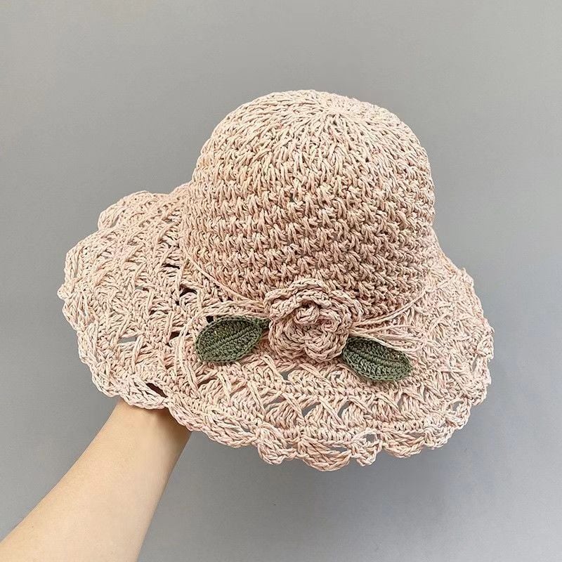2026 Elegant Crochet Straw Hat with Ruffle Detail - Perfect for Summer Travel  Days