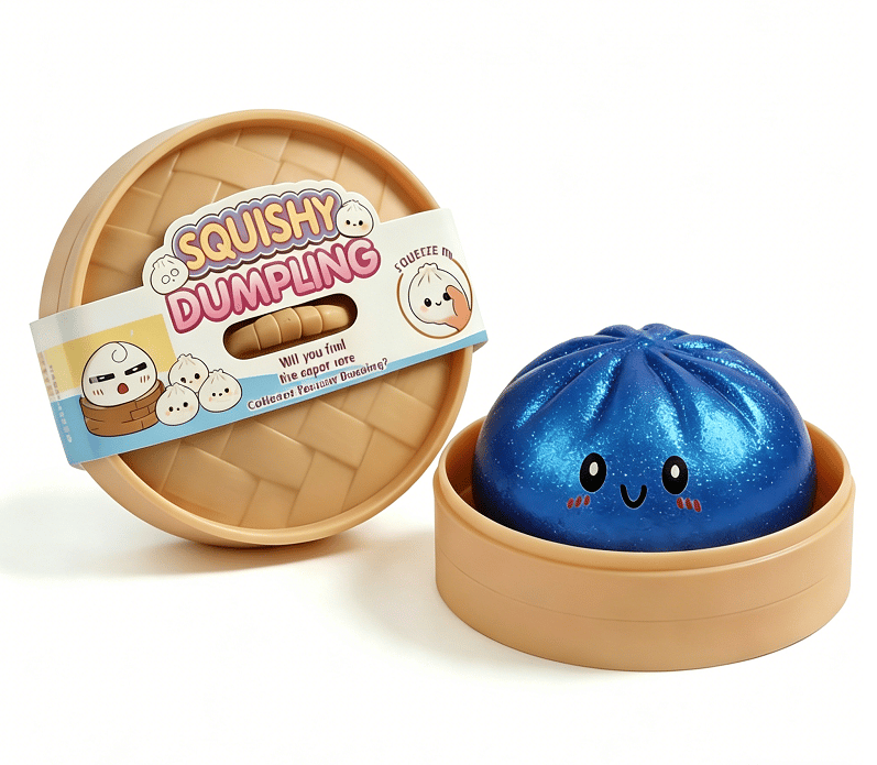 Ultra-Cute Sparkling Dumpling Squishy Toy with Mini Steamer