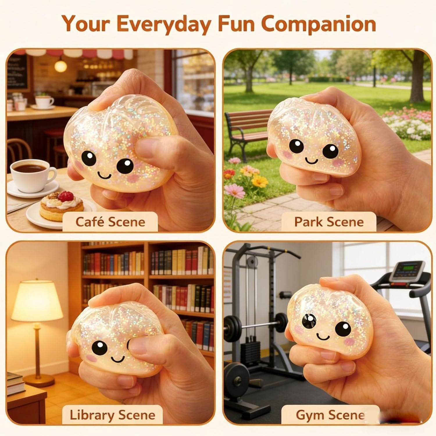 Ultra-Cute Sparkling Dumpling Squishy Toy with Mini Steamer