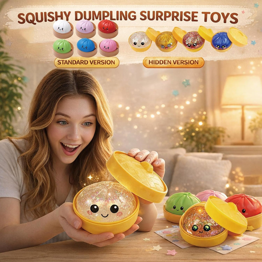 Ultra-Cute Sparkling Dumpling Squishy Toy with Mini Steamer