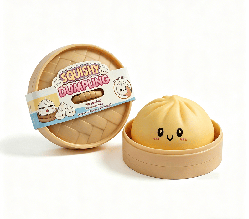 Ultra-Cute Sparkling Dumpling Squishy Toy with Mini Steamer